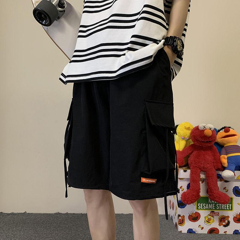 Workwear Shorts Men's Summer Straight Five-point Pants Students All-match Loose Drawstring Wide-leg Pants