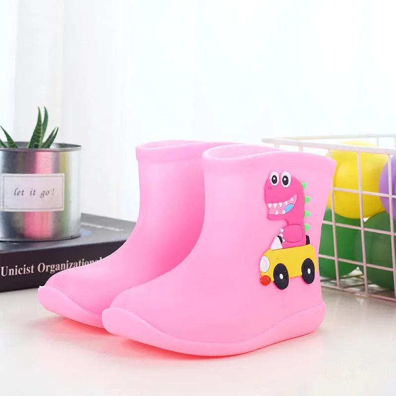 Rain Boots for Kid Plush Warm Winter Rain Shoes Child Cartoon Waterproof Rainboots