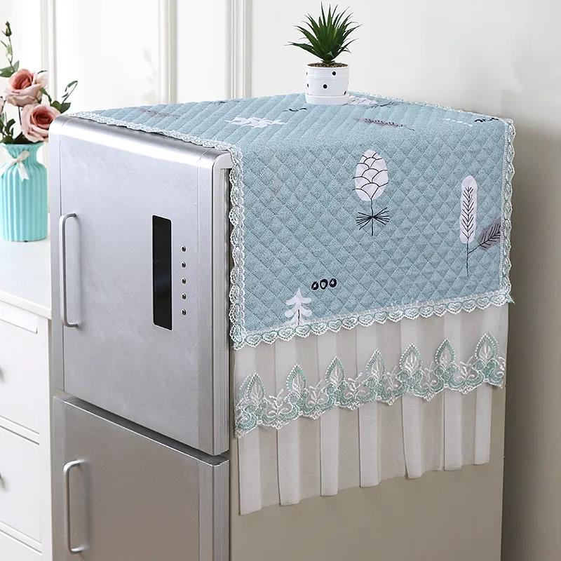 Refrigerator Cover Towel Single and Double Door Refrigerator Cover Cloth Universal Dust Cover Lace Wear-resistant Washable