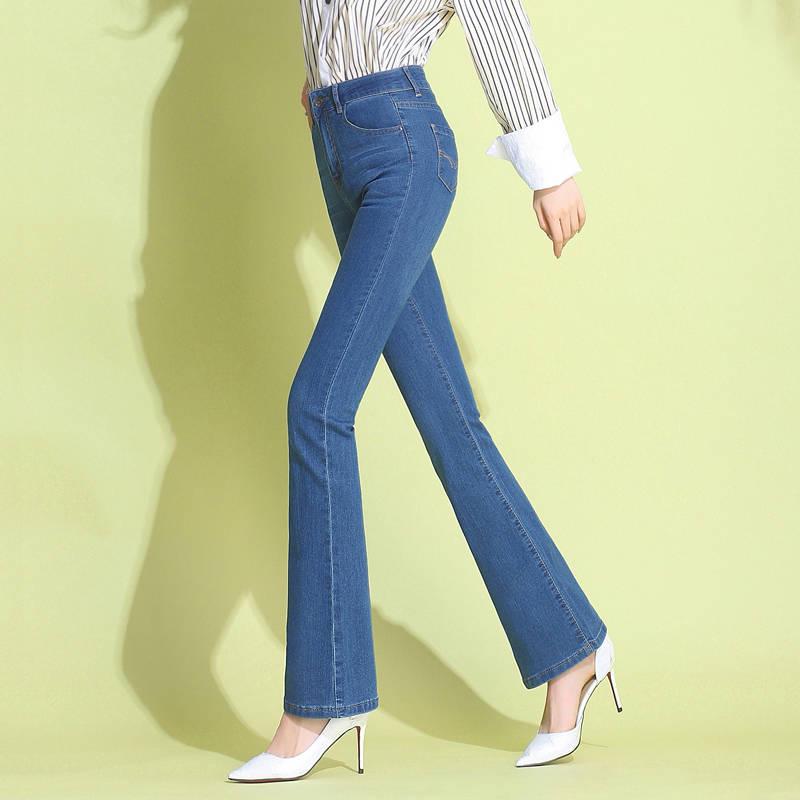 Women High Waist Bandage Wide Leg Denim Jeans Ladies Stretch  Long Pants