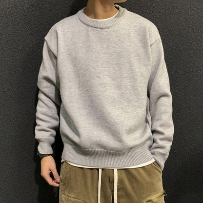 Autumn and Winter New Solid Color Pullover Sweater Men's Loose Thin Sweater Men's Sweater