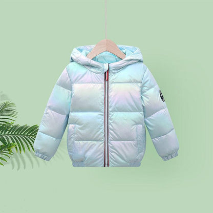 White Duck Down Girl's Down Jacket Autumn and Winter Colorful Short Windproof Warm Jacket