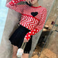 Geometric Heart Pattern Long Sleeve Tops Lovely Pullovers Knitted Loose Jumper