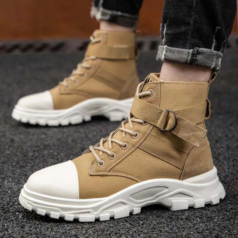 High-top Shoes Men's Canvas Sports Shoes Casual All-match Tooling Martin Boots Outdoor Hiking Cross-country Shoes
