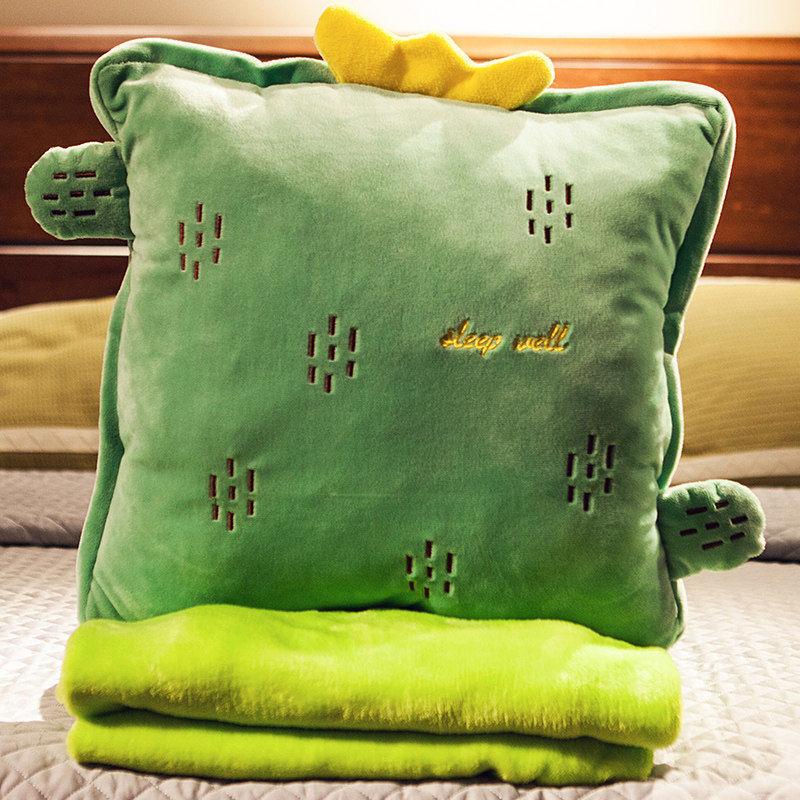 Four Seasons Can Be Used Office Pillow Quilt Dual-use Nap Pillow Three-in-one Multifunctional Sleeping Coral Velvet Soft and Breathable Blanket