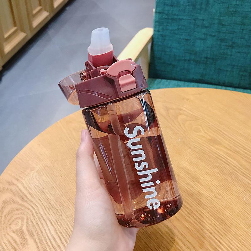 Water Cup Unisex Simple Plastic Cup with Straw Large Capacity Portable Fitness Anti-fall Cup