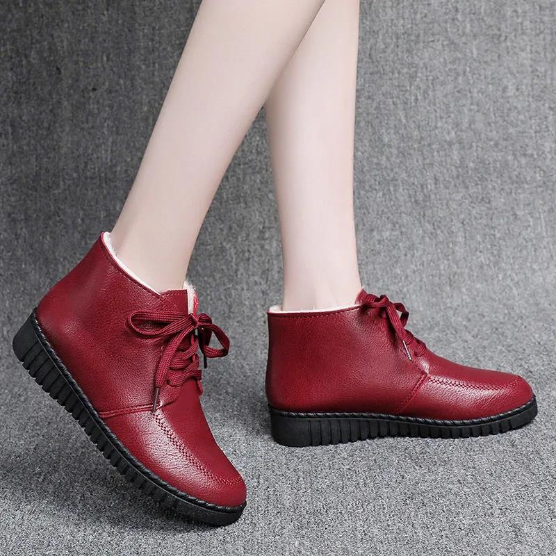 Cotton Shoes Women's Winter Plus Velvet Thick Warm Short Boots Non-slip and Anti-slip Comfortable Shoes with Horizontal Soles