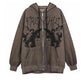 Plus Size Y2K Hoodie Zip-up Sweatshirt Angel Printing Jacket Loose Long Sleeve Pockets Streetwear Hip Hop Men Women Coat Pullover Sweatshirt