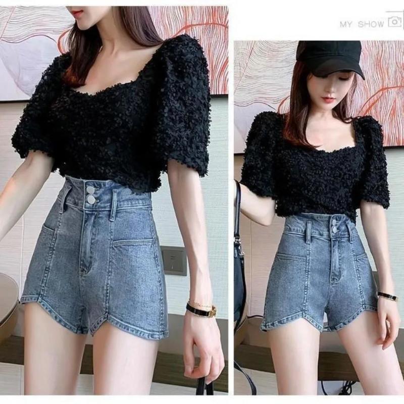 Summer High Waist Denim Shorts Women Loose and Thin All-match A-line Ins Pants Thin Section