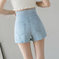 Fashion All-match Super High Waist Stretch Jeans Women Summer Loose High Waist Thin A-line Shorts