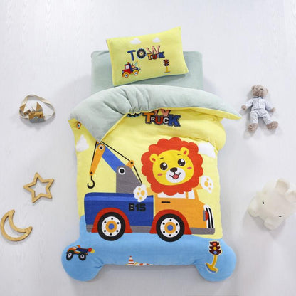 Children's Bed Set Autumn and Winter Double-sided Milk Velvet Three-piece Children Pillowcase Bed Sheet Duvet Cover Plus Velvet Soft Skin-friendly