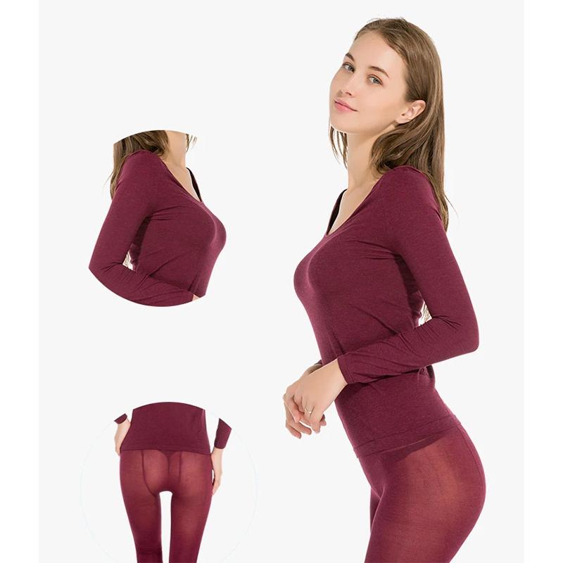 37 Degrees Constant Temperature Ultra-thin Heating Thermal Underwear Set Women's Suit Bottoming Cotton Clothes Set Winter Warm Trousers Shirt Set