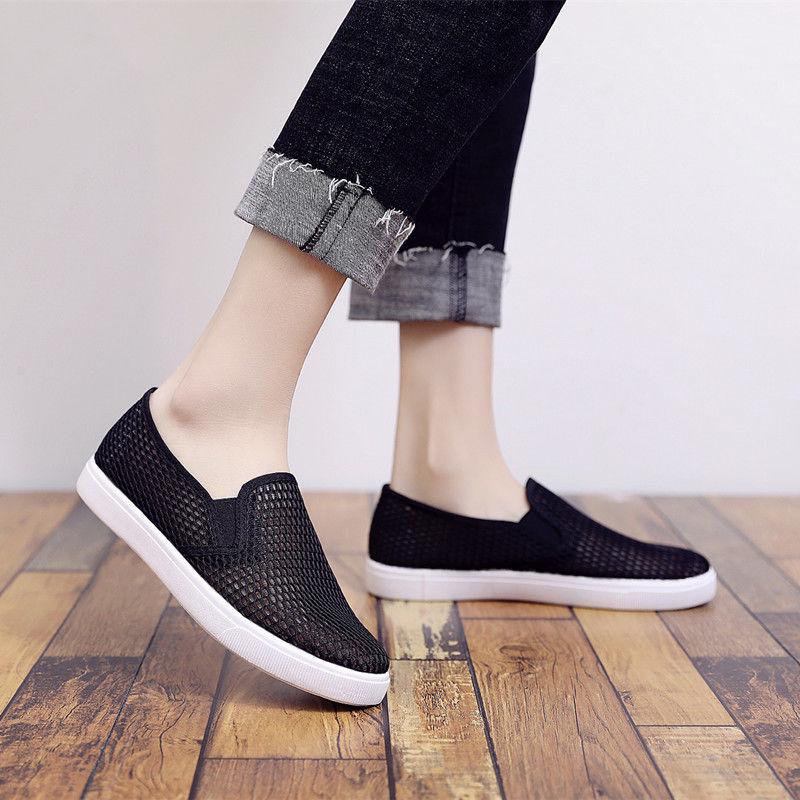 WTEMPO Summer Air White Shoe Surface Female A Pedal Students with Flat Net Movement Leisure Shoes