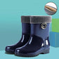 Rain Boots Women's Warm Low-tube Rubber Boots Mid-tube Water Shoes Kitchen Non-slip Rain Boots Plus Velvet Detachable Rubber Shoes