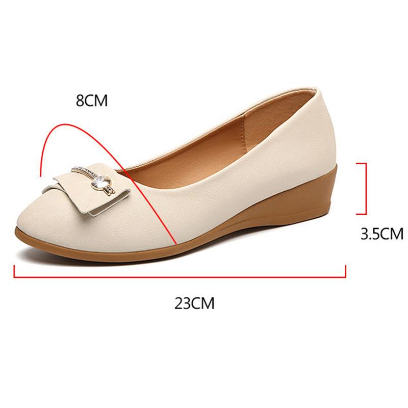 Work Shoes Women's Soft-soled Shoes Wedge Heel Leather Shoes One Pedal Single Leather Shoes Elegant Design High Heels Light and Comfortable