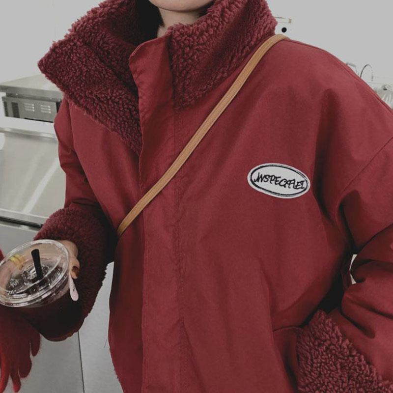 Double-sided Lamb Velvet Jacket Winter Ladies Korean Version of Loose Stand-up Collar Thick Jacket Suitable for Young Women