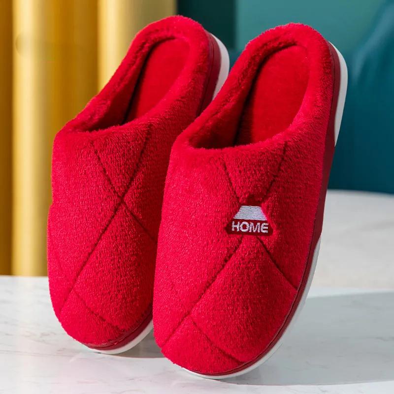 Winter Home Slippers Unisex Cartoon Cat Shoes Non-slip Soft Winter Warm House Slippers Indoor Bedroom Couples Floor Shoes