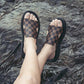 Size38-44 Summer Men Sandals Comfortable Non-slip PU Leather Plaid Beach Slippers Casual Outdoor Slippers Alphabet Drag Flip Flops