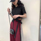 Irregular Bow Bandage Summer Women's Fashion Tops Short Sleeve Solid Color Casual Loose T-shirt