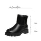 Women Snow Boots Winter Shoes Leather Ankle Booties Plush Warm Platform Chunky Boots with Fur Goth Punk Black Boots