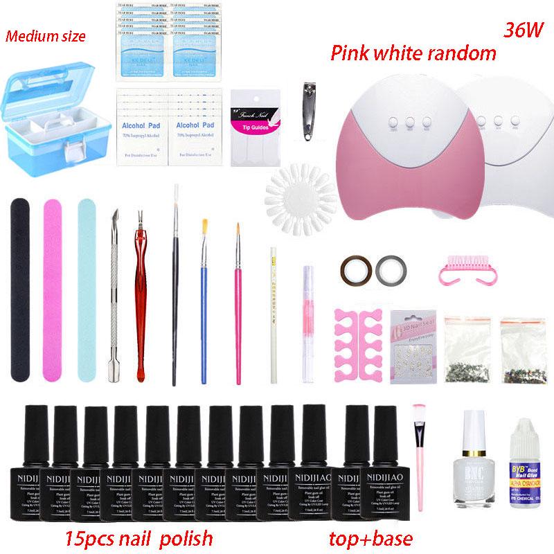 Nail Tool Set Manicure Set 36w LED UV nail Lamp nail dryer set Nail Polish Primer Nail Art Kit