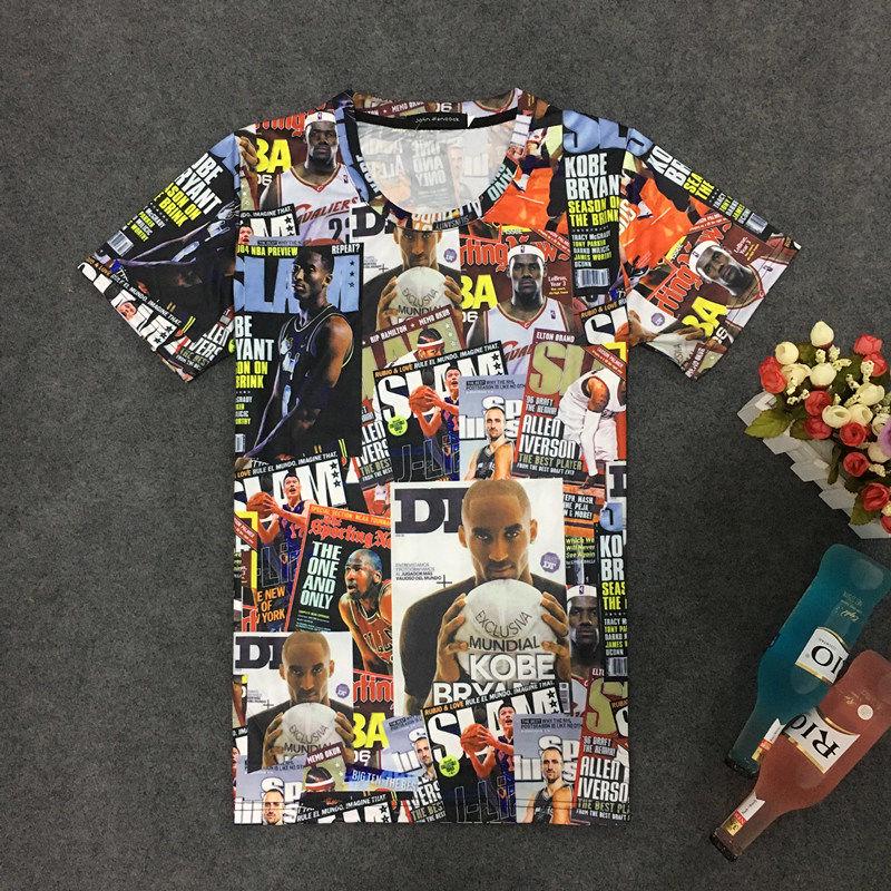 Large size basketball clothes men's summer 3D printing short-sleeved T-shirt basketball star T-shirt