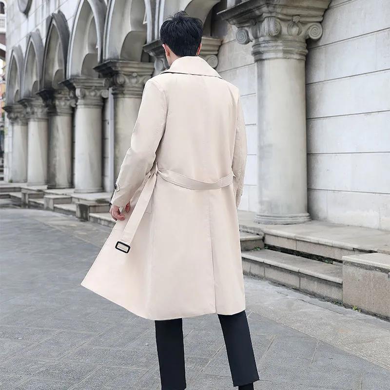 Men's Youth Long Windbreaker 2021 Spring and Autumn New Mid-length Coat Jacket