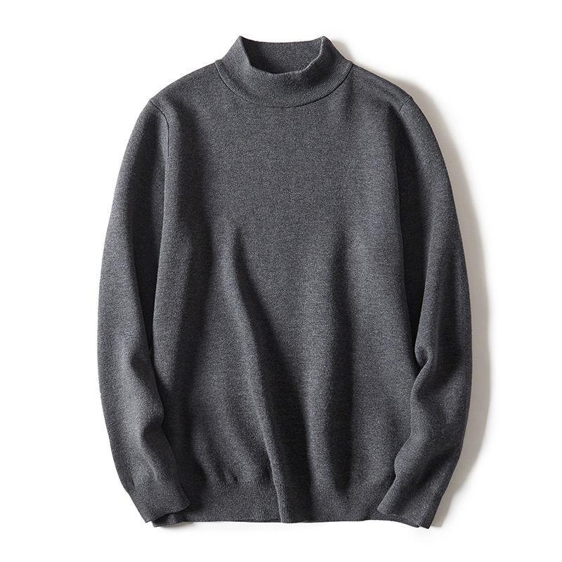 Pure Color Men's Half Turtleneck Sweater Autumn and Winter Trend of Slim Sweater Thickened Middle Collar Sweater