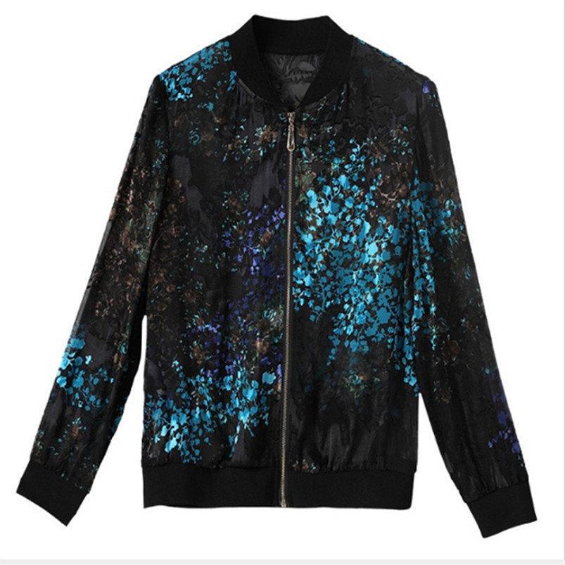 Long Sleeve Jacket Summer Women's Loose Jacket Casual Sunscreen Thin Print Baseball Uniform