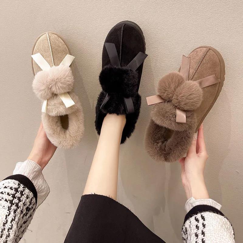 Winter Wear Cute Bread Shoes and Snow Boots Women's Thick and Velvet Warm Cotton Shoes