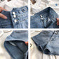 Women's Summer High Waist Single Breasted All-match Large Size Denim Straight Pants