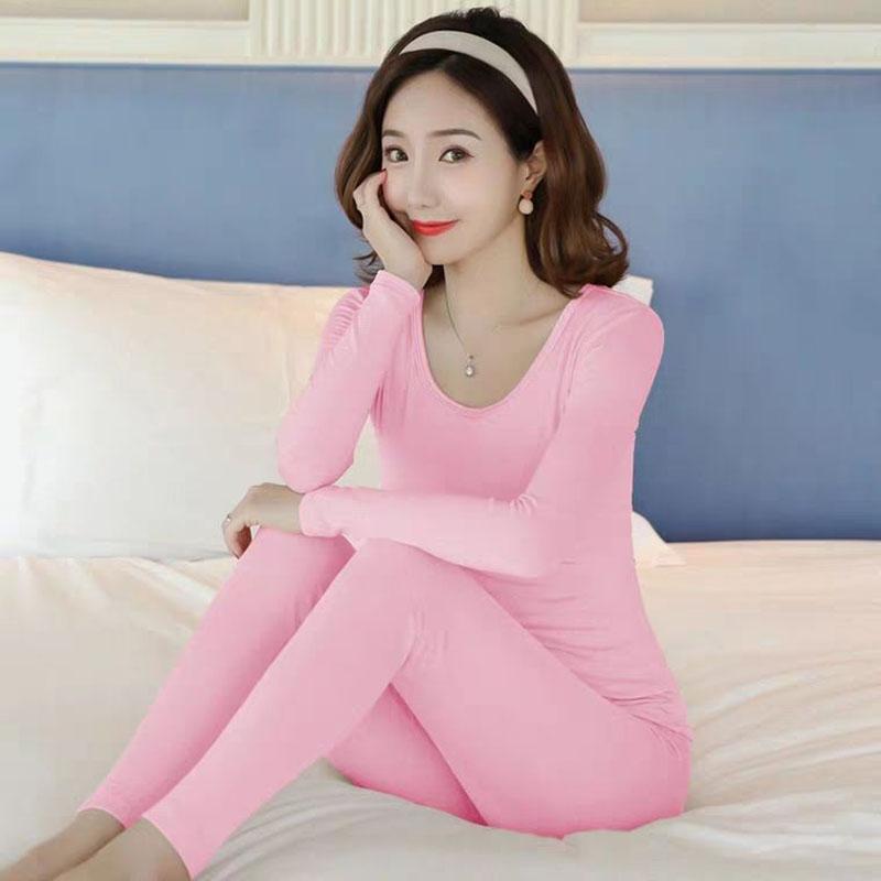 Winter Thermal Women's Underwear, Body Sculpting All-match Bottoming Shirt Sexy Bottoming Round Neck Low-neck Thin Suit