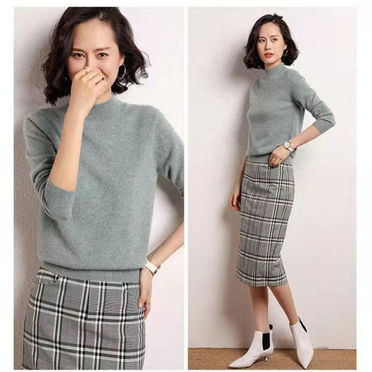 Cardigan Women's Thickened Half Turtleneck Cardigan Women's Sweater Loose Base Knitwear