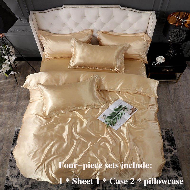 Ice Silk Four-sector Four Seasons Universal Bedding Simple Silk Clothing Skin Naked 1.8 M 2 Meter Bed Bedding Set