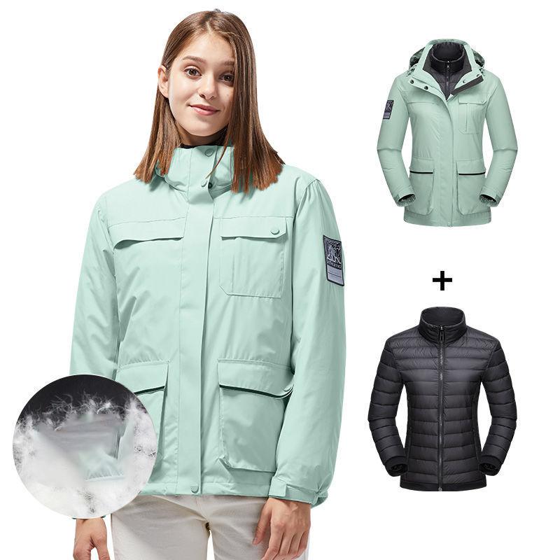 Men's and Women's Outdoor Jackets Winter Waterproof and Windproof White Duck Down Jacket Ski Mountaineering Two-piece Jacket