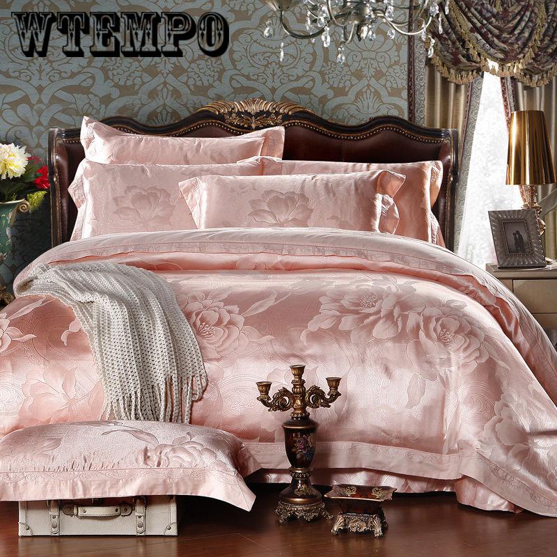 Jacquard cotton four-piece bedding quilt cover sheets pillowcase noble European embroidery