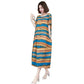 Women's Dress Loose Large Size Fat MM Dress Covering Belly Was Thin Striped Mid-length Skirt O-neck Short-sleeved Long Casual Loose Dress