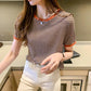 Short-sleeved Women's T-shirt Top Bottoming Shirt Loose Half-sleeve Striped T-shirt