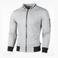Jacket Zipper Stand Collar Jacket Men's Casual Solid Color Sports Plaid Cardigan Fashion Top