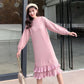 Women's Solid Color Mid-length Wool Dress Autumn and Winter Pullover Loose Over-knee Knit Bottomed Thickened Dress