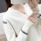 Women Sweater Winter Long Sleeve Sweater V-Neck Pullover Slim Knit Basic Knitted Sweaters