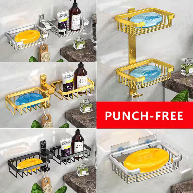 Soap Box Drain Shelf Bathroom Shelf Toilet Creative Free Punch Rack Household Wall-mounted Household Rack Organizer Strong Suction Soap Dish