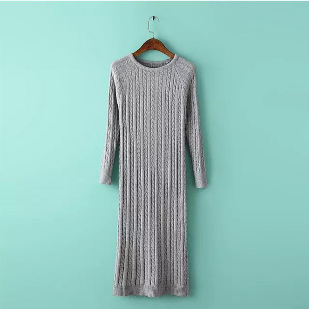 2019 Women fashion Twisted  Sweater Dress   Femme Long sleeve pullover Sweater Dresses