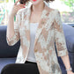 L-5XL Spring Mother Lace Coat Large Size Printed Outerwear Top Autumn Thin Small Suit for Office Lady