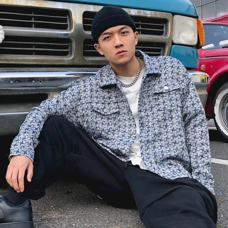 Small Fragrance Jacket Men and Women Spring and Autumn Loose American Jacket Wild Woven Plaid Top Men's Long-sleeved Warm Jacket