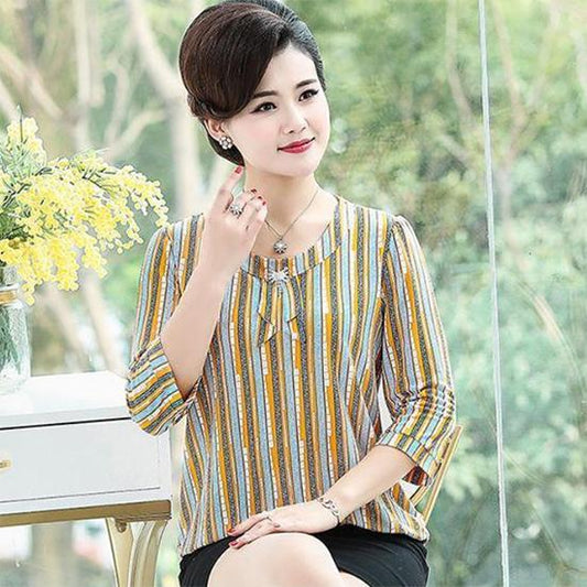 XL-XXXXXL Women's Spring Summer Large Size Chiffon Thin Shirt Loose Tops Slim All-match Casual Printing Bottoming Shirt