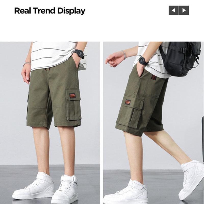Men's Thin Casual Pants Loose Sports Style Cargo Shorts Summer Breathable Cool Five Pants Beltless Comfortable Sports Shorts