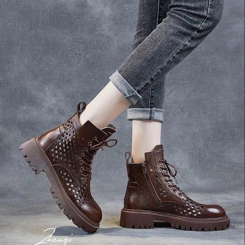 Women's British Wind Boots Platform Hollow Martin Boots Spring Sandals