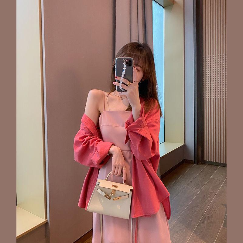 Custom Dress Female Spring Summer All-match French Sexy Halter Design Solid Color Suspender Skirt