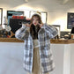 Autumn and winter woolen coat loose hooded woman clothing plaid woolen coat women mid-length
